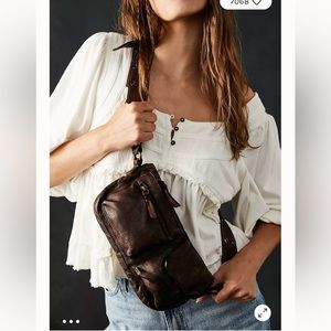 Free People Wade Leather Sling in Cognac NIB